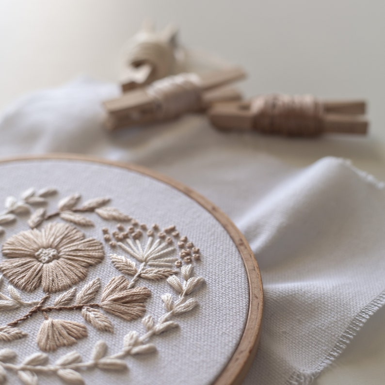 Flower embroidery pattern video tutorial, beginner embroidery PDF pattern, floral embroidery designs image 4