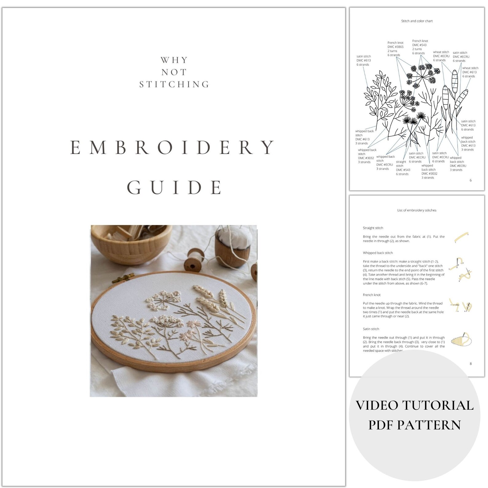 Wildflowers Embroidery Pattern Video Tutorial Beginner - Etsy