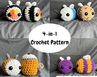 4-in-1 Bumble Bee Couple Bee-sties Crochet Patten