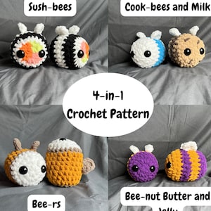 4-in-1 Bumble Bee Couple Bee-sties Crochet Patten