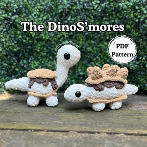 DinoS&#39;mores Crochet Pattern Bundle | 2-in-1 StegoS&#39;moreus and BrontoS&#39;moreus Amigurumi PDF