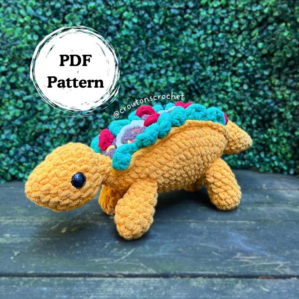 Tacosaurus Häkelanleitung | Stegosaurus Taco Dinosaurier Amigurumi PDF Datei