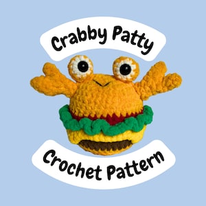 Crabby Patty Crochet Pattern | Crab Hamburger Amigurumi PDF