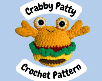 Crabby Patty Crochet Pattern | Crab Hamburger Amigurumi PDF