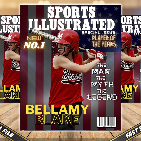 Sports Illustrated Magazine Cover, Custom Gift for All Sports Poster, Yearbook Ad, Team Senior Night Gifts, Unique Sports Gifts, PRINTABLE