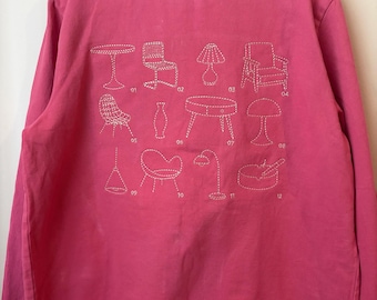 Chaqueta de trabajo vintage bordada, talla L