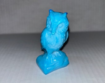 Boyd glass owl Robin Egg Blue from Sue Boyd’s personal collection she wrote the label (SB)