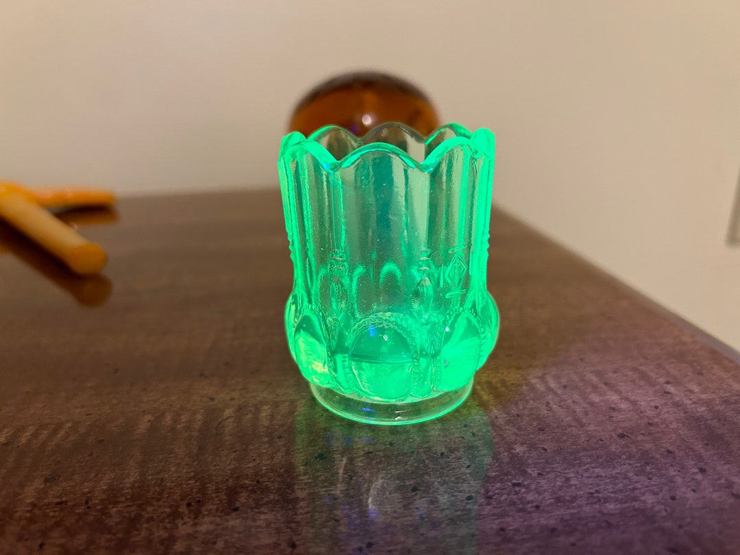 Boyd Glass Beaded Oval Toothpick Holder 199803 Vaseline Dip Cellar Etsy