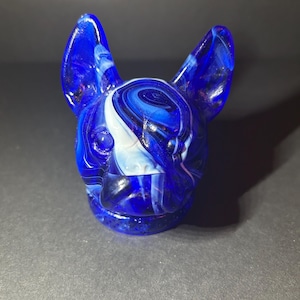 boyd glass dog head cobalt slag very nice piece