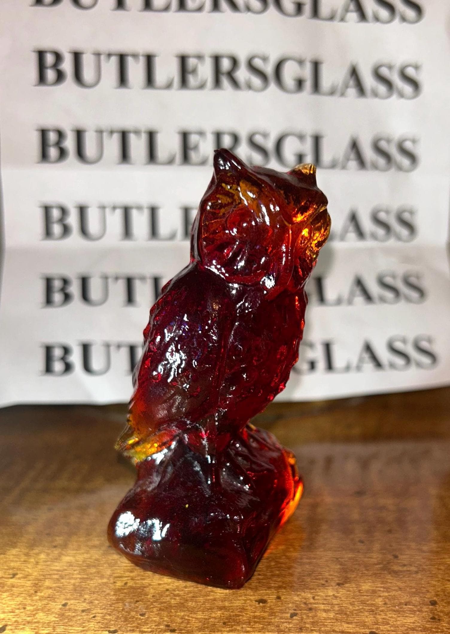 Boyd glass owl #31 ruby flame made on 1-08-81