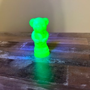 Boyd Glass Andy the Bear Uranium White Slag Glows Very