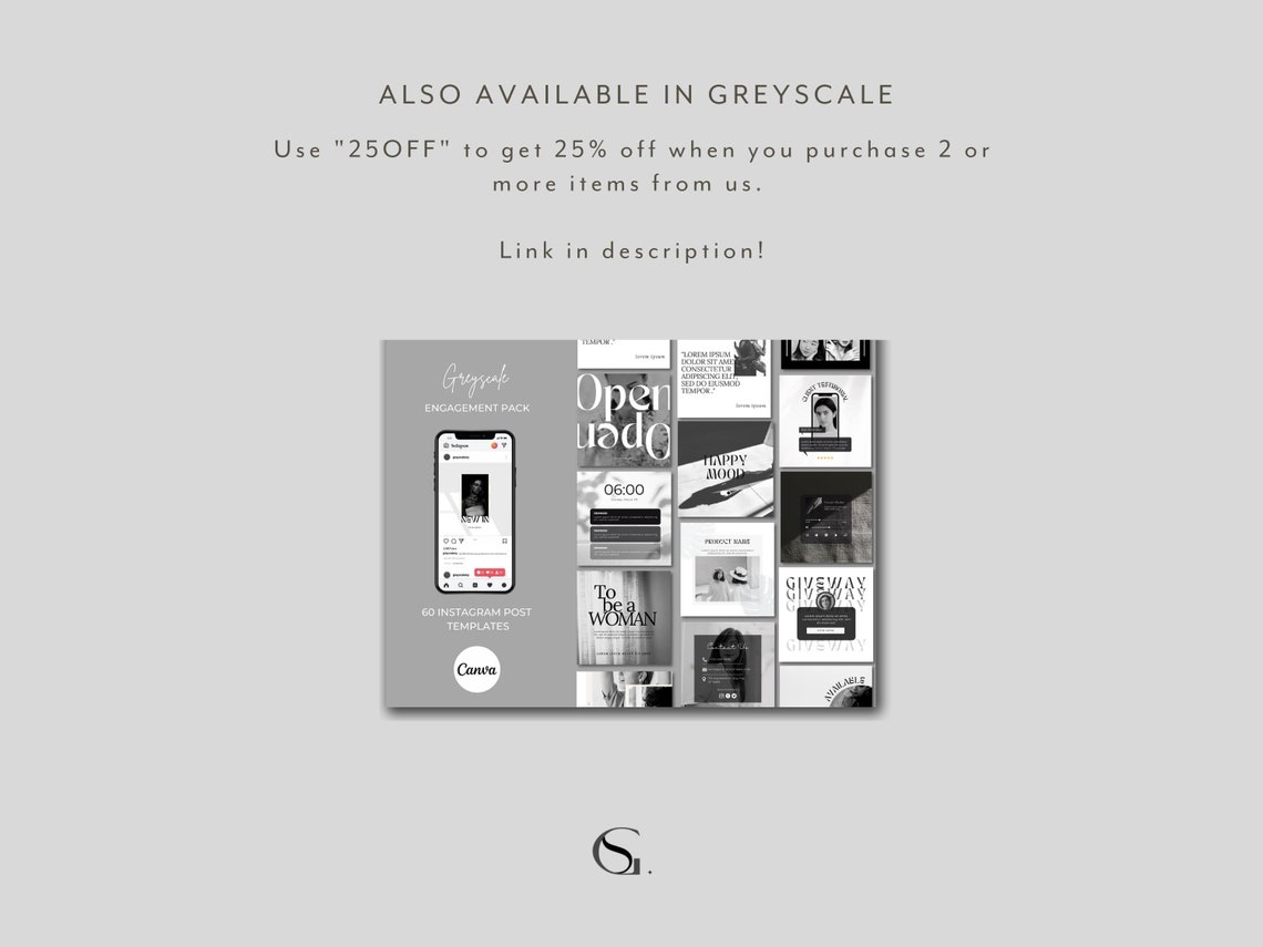 60 Black and White Engagement Post Templates Branding Social Etsy