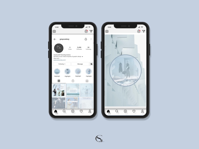 50 Pastel Blue Instagram Highlight Covers Canva Story Etsy