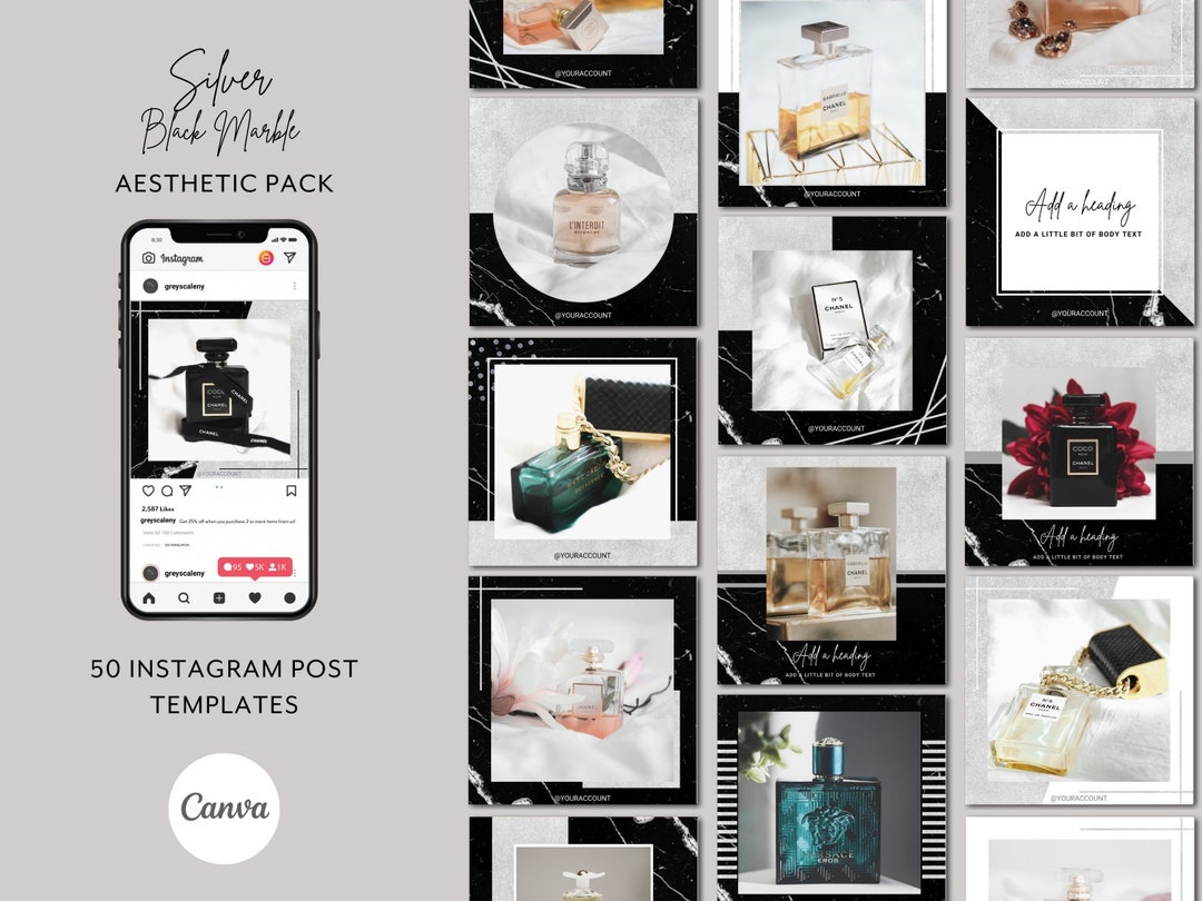 50 Black and White Instagram Post Templates Aesthetic Canva Templates ...