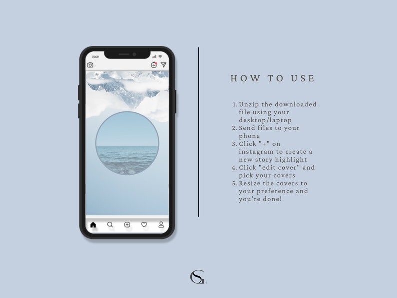 50 Pastel Blue Instagram Highlight Covers Canva Story Etsy