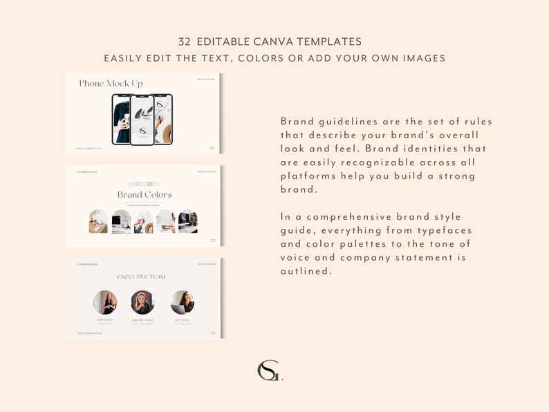 32 Neutral Brand Guidelines Template Editable Canva - Etsy