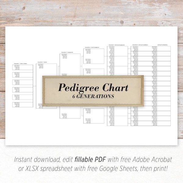 Six Generation Chart.pdf Genealogy Tree Chart Family Tree Template Fillable 6 Generations Family ...