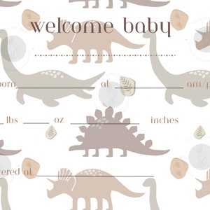 Certificado Hospitalar | Estatísticas de nascimento para impressão | Boho Dinos