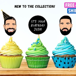 NEW COLOR! 12 ct Cupcake Toppers - Set of 12 - Birthday Supplies
