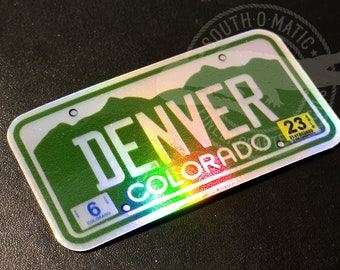 Colorado License Plate Holographic Sticker- Denver|iPad Sticker|Water Bottle Sticker|Die Cut Sticker|MacBook Sticker|Laptop Sticker|