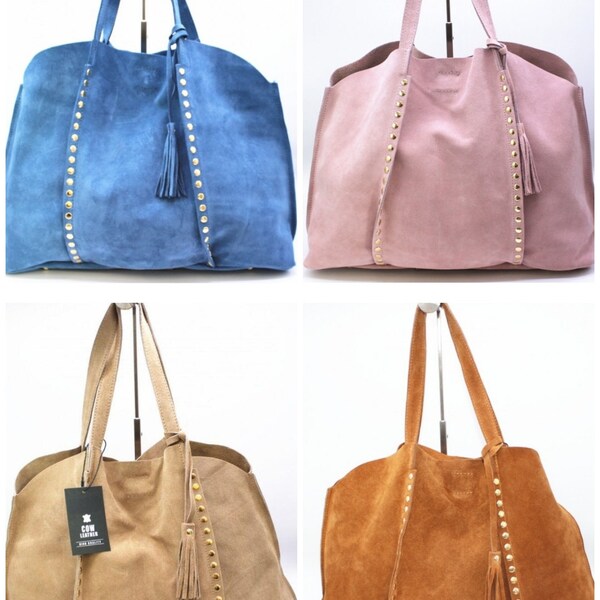 Bolso shopper grande de piel. 5 colores. SHOPPER LEATHER BAG. Un 5 colors