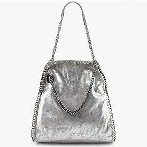 Silver bag with chains. SILVER BAG for Ipad, Silver Shopper, Shoulder Bag Silver, Work bag, University bag