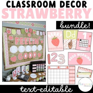 Strawberry Classroom Decor | EDITABLE | Calm Pastel Classroom Decor