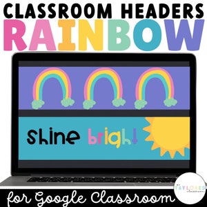 Rainbow Google Classroom Headers | Rainbow Classroom Decor