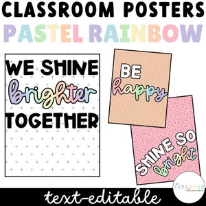 Pastel Rainbow Classroom Posters | EDITABLE | Pastel Classroom Decor