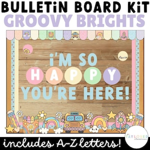 Kit de tablón de anuncios Groovy Brights / EDITABLE / Tablón de anuncios de regreso a la escuela y decoración del aula