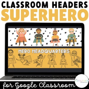 Superhelden Google Classroom Header | Superheld Klassenzimmer Dekor | Virtuelles Lernen