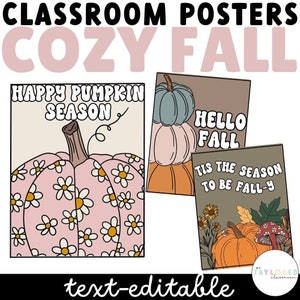 Affiches confortables pour la classe d’automne | Affiches de classe d’automne | Décor de classe d’automne | Affiches d’automne