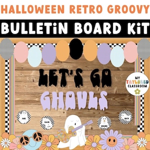 Halloween Retro Groovy Bulletin Board Kit o Door Decor / Halloween Classroom Decor