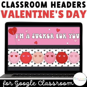 Valentine&#39;s Day Retro Groovy Google Classroom Headers | Valentine&#39;s Day Classroom Decor | Holiday Classroom Decor | Retro Classroom Decor