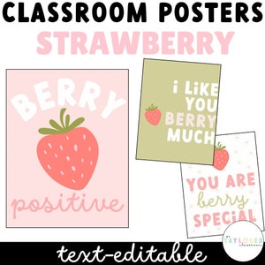 Strawberry Classroom Posters | EDITABLE | Strawberry Classroom Decor