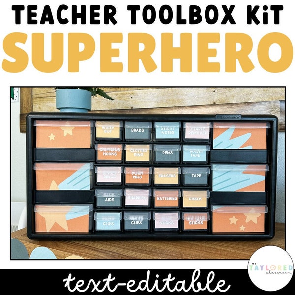 Superhero Teacher Toolbox Kit | EDITABLE | Superhero Classroom Decor