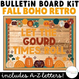 Fall Boho Retro Bulletin Board Kit or Door Decor | Fall Classroom Decor