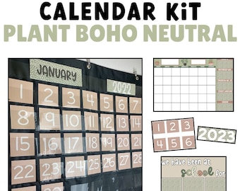 Plant Boho Neutrale Klaskalender Kit | BEWERKBAAR | Decor van het klaslokaal