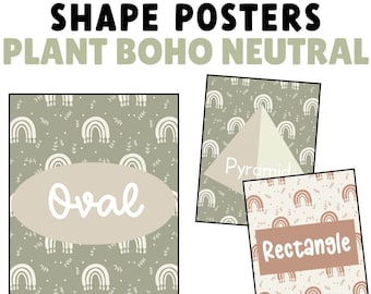 Plant Boho Neutral Shape Posters | Plant Classroom Decor