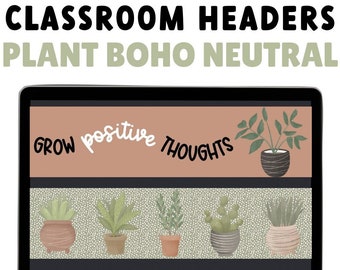 Plant Boho Neutral Google Classroom Headers | Plant Classroom Decor