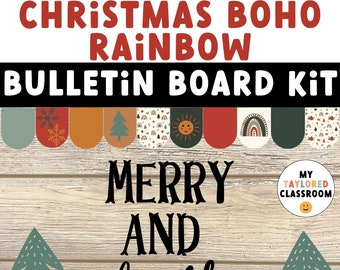 Christmas Boho Rainbow Bulletin Board Kit