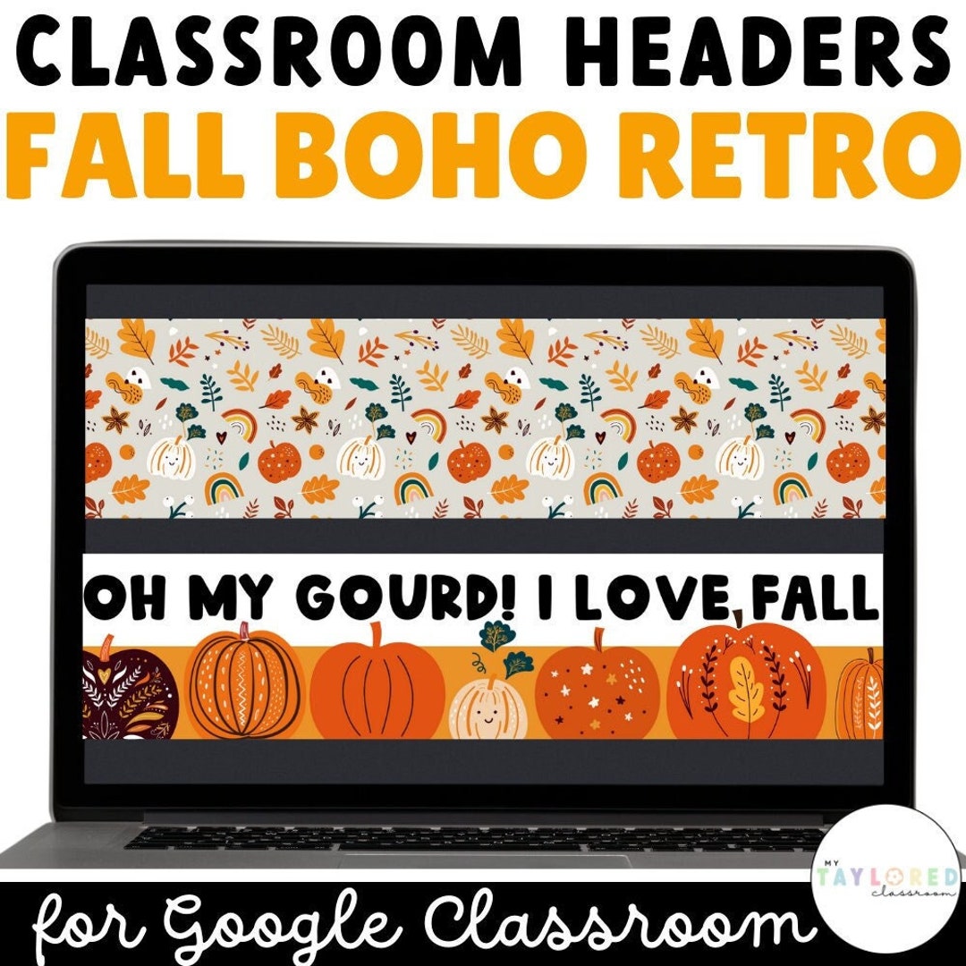 Fall Boho Retro Google Classroom Headers | Fall Classroom Decor - Etsy