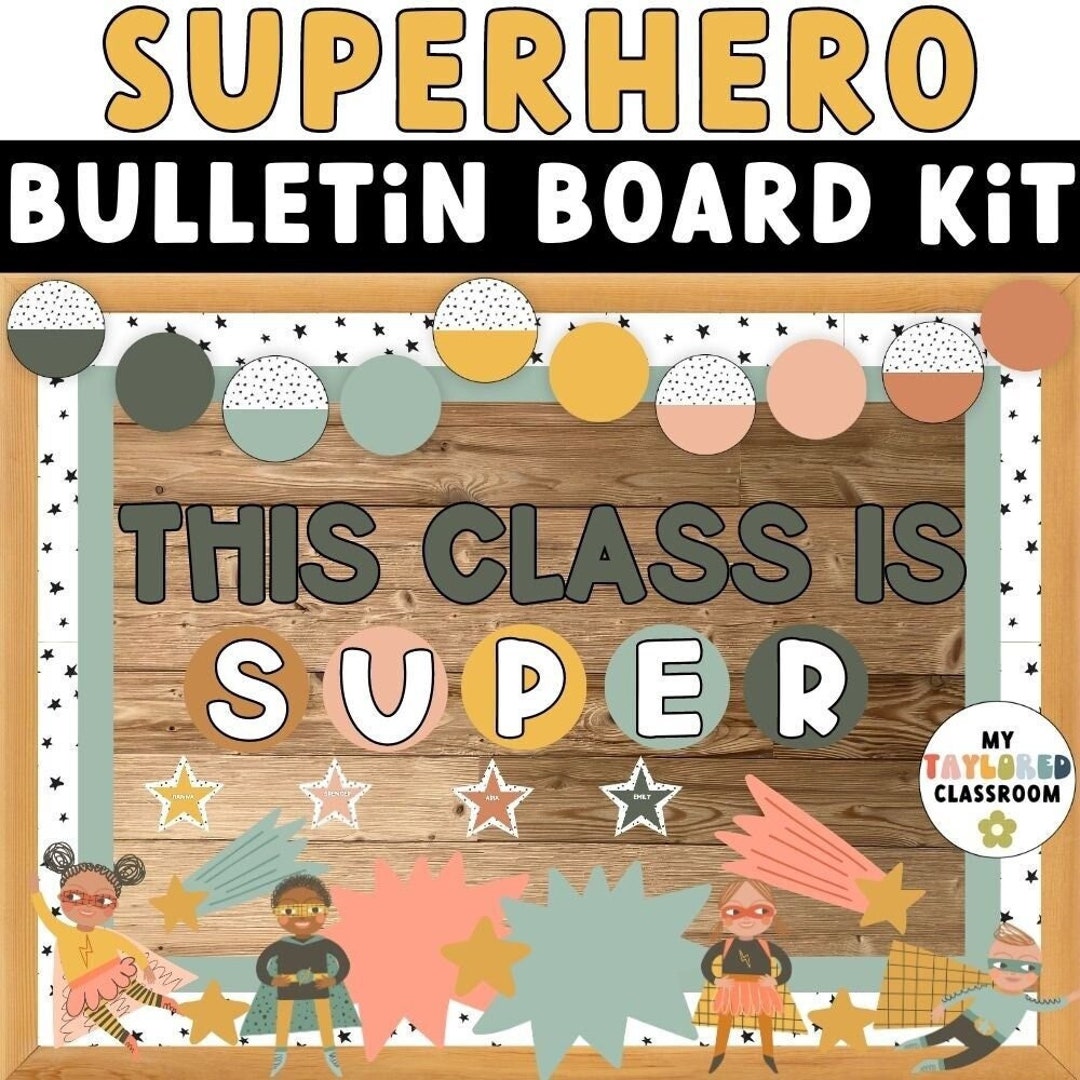 Superhero Black and White Bulletin Board Kit | Superhero Bulletin Board ...
