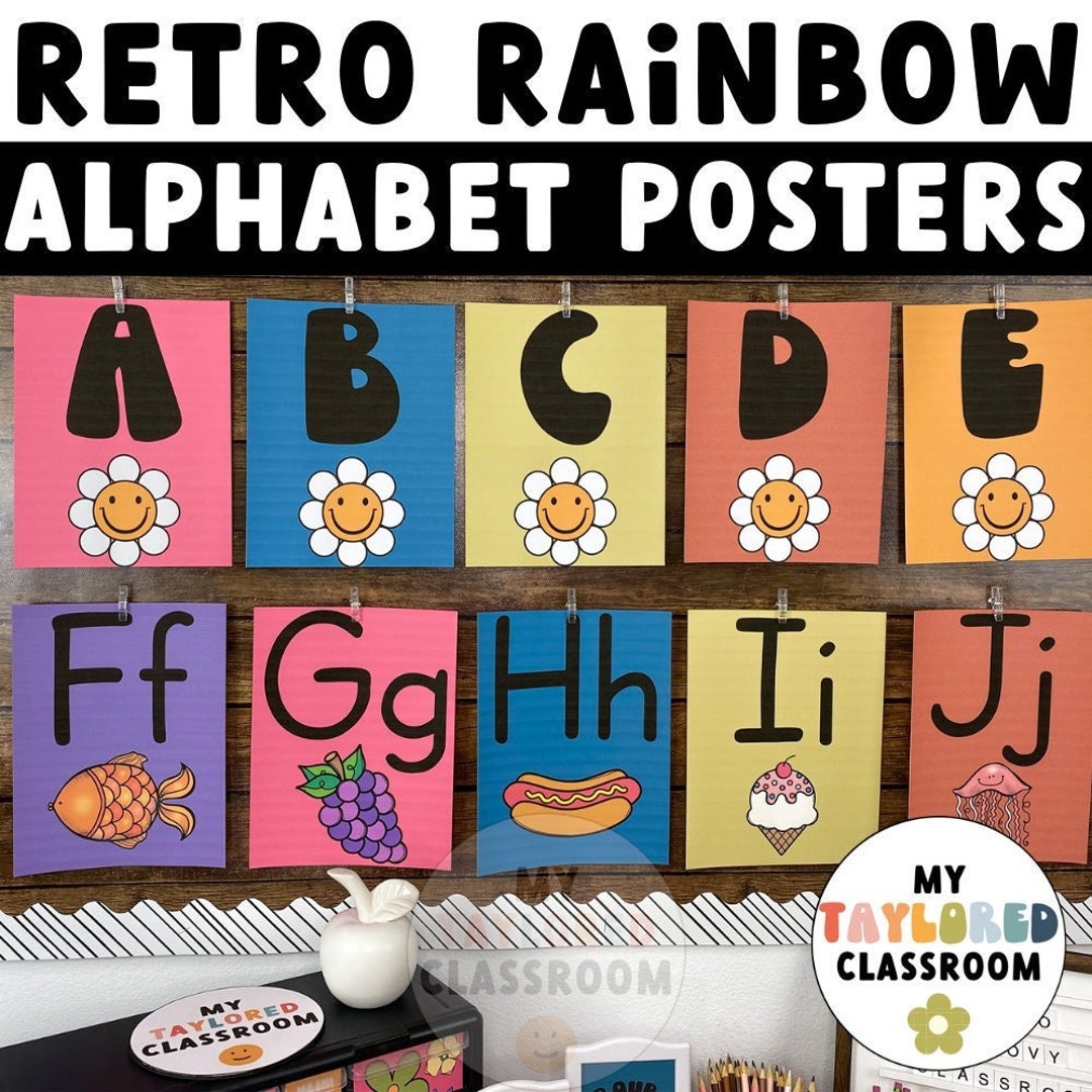 Retro Groovy Alphabet Posters | Retro Classroom Decor - Etsy