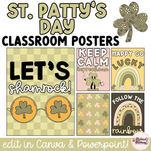 Groovy St. Patrick's Day Classroom Posters - Editable March Bulletin Board
