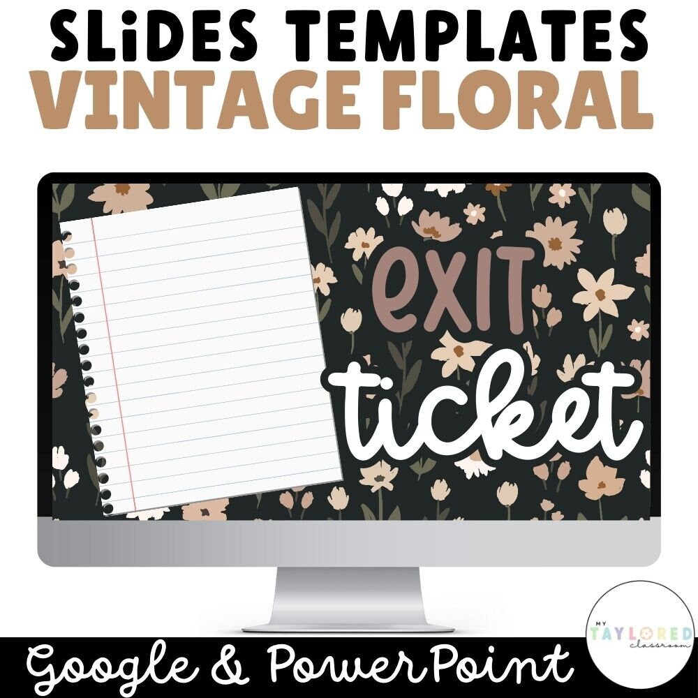 Vintage bloemen Google-dia's-sjablonen | BEWERKBAAR | PowerPoint-dia's | Vintage klaslokaaldecor