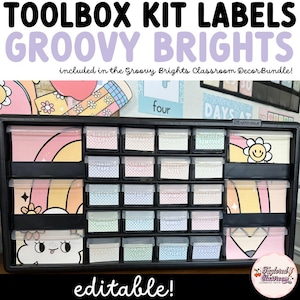 Groovy Brights Teacher Toolbox Labels – Retro Pastel Classroom Organization