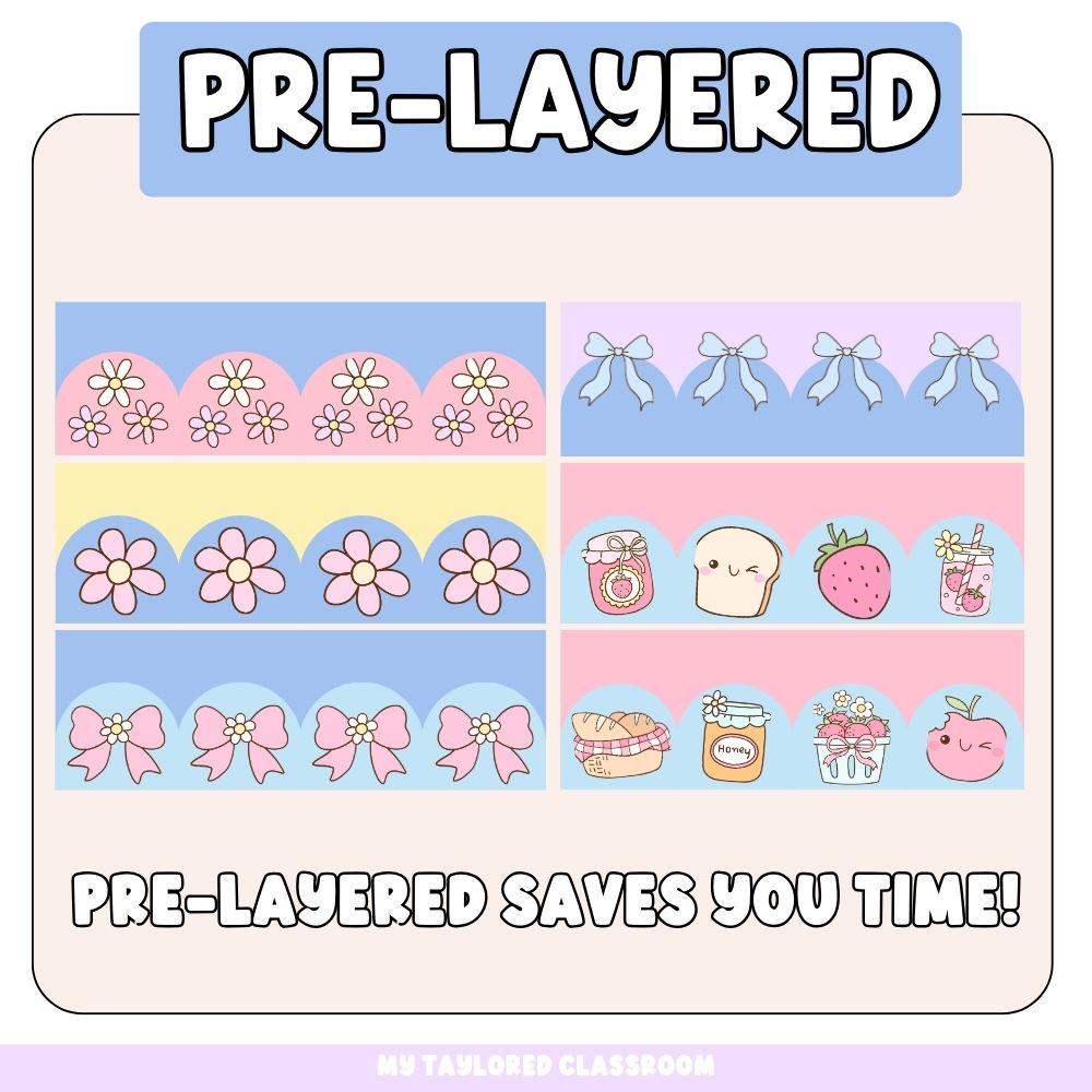 Spring Notebook Border Pastel Spring Bulletin Board Borders | Spring Picnic Classroom Decor ...