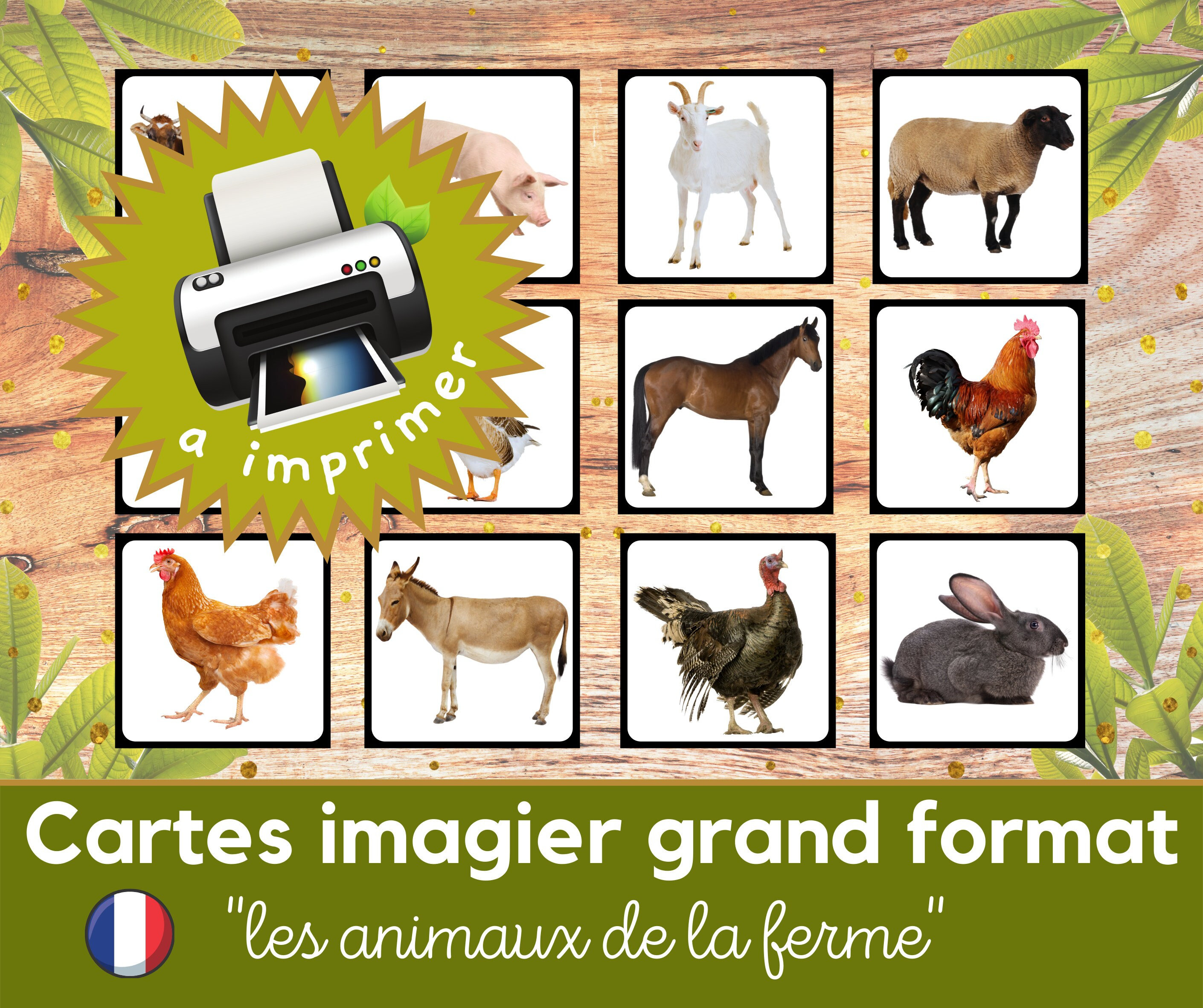 Carte Animaux De La Ferme à Imprimer Carte imagier Animaux de la ferme | Etsy