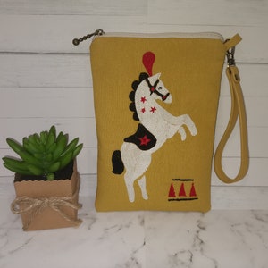 Monedero bordado a mano de caballo blanco, Monedero de cambio, Bolsa de cosméticos, Costura a mano, Monedero, Carteras
